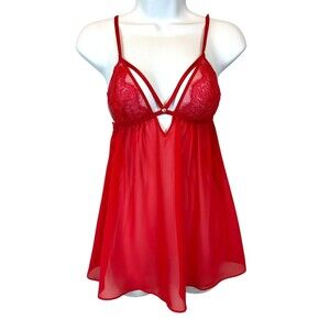 Victoria's Secret Red Lingerie Babydoll Nightie  Size M  Vixon Femme Sexy